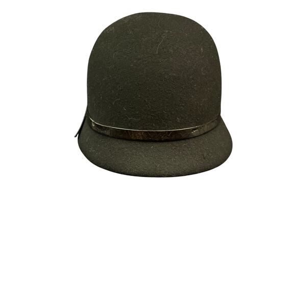 Ann Taylor Black Wool Hat With Patent Leather Trim & Bow Classic Stylish OS - Picture 2 of 7